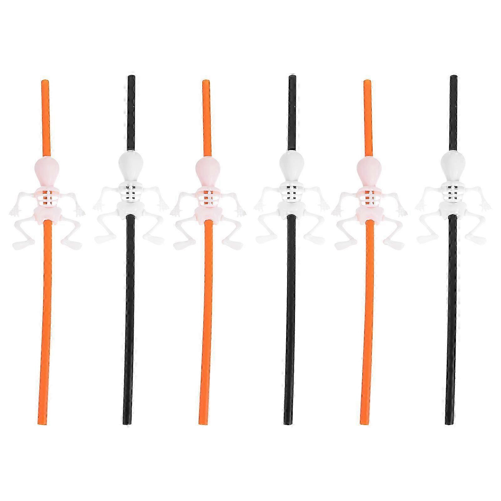 10Pcs Decorative Halloween Skeleton Drinking Straws