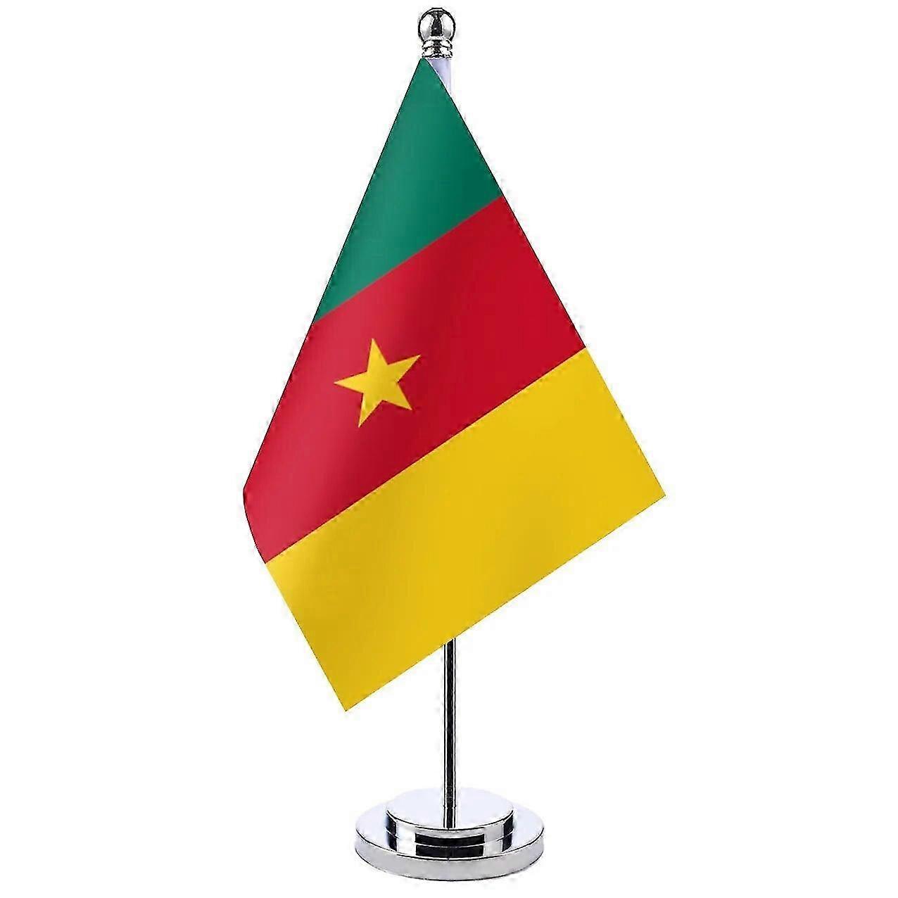 Cameroon Desk Flag Polyester Aluminium Pole