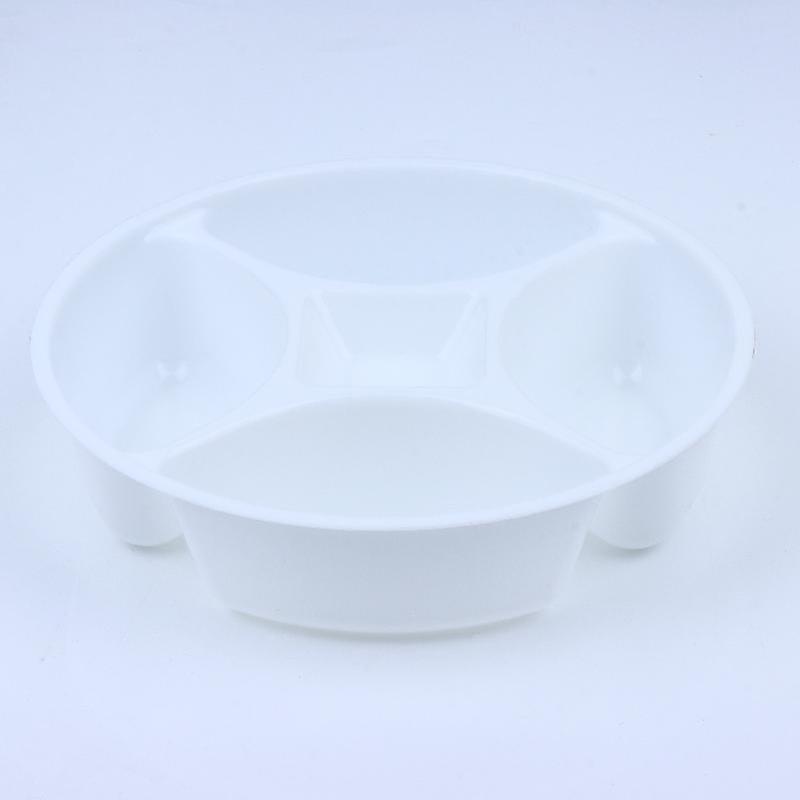 Dishwasher Safe Round Plastic Divided Serving Tray 5-Compartment Stackable Prep Dish for Spices Kitchen Party Use