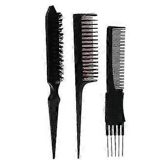 A Hair Styling Comb Set Fluffy Hair Brush For Back Brushing Edge Control Combing(3pcs, Black) -Z