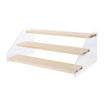 Suporte de acrílico transparente em vários níveis para figuras e bonecas, organizador compacto e resistente para colecionáveis ​​de mesa.