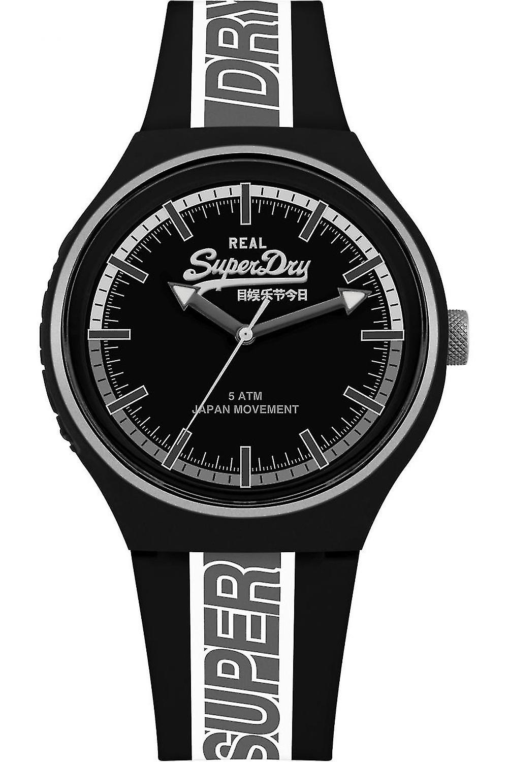 Superdry Urban Style Japanese Quartz Analog Man Watch with SYG238BW Silicone Bracelet