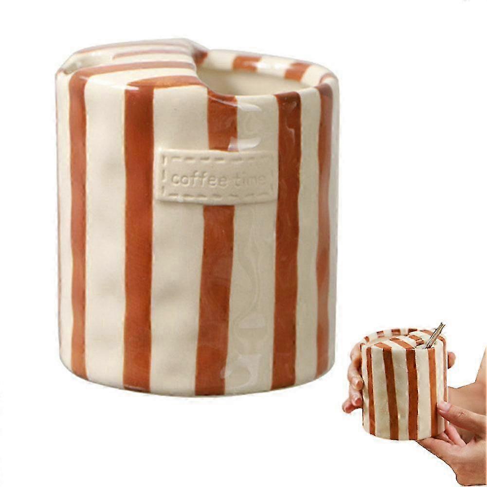 Hand-Painted Striped Ceramic Mug