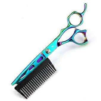 6 Inch Professional Hair Cutting Scissors with Detachable Comb, Ergonomic Green Stainless Steel Barber Set