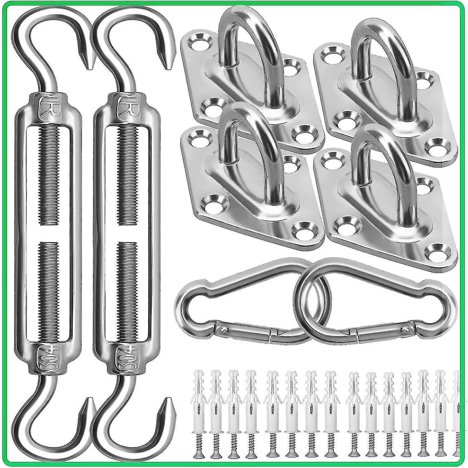 Shade Sail Hardware Kit - 304 Stainless Steel Sun Shade Installation Kit For Installing Sails