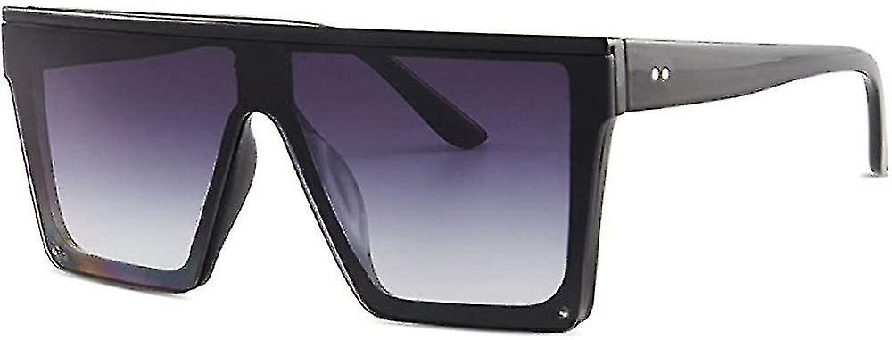 vierkante oversized zonnebril voor vrouwen mannen mode flat top grote zwarte frame tinten
