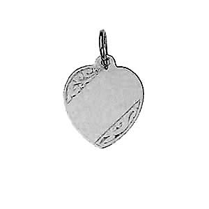 Silver 16x14mm hand engraved heart Disc