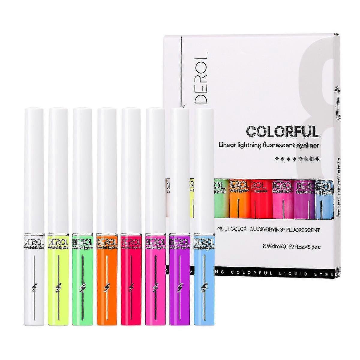 Eyeliner liquide fluo 8 couleurs UV Glow Matte, séchage rapide, soluble dans l'eau, pour un usage quotidien et pour Halloween et Noël