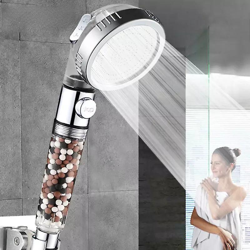 Zhangji Bathroom 3-function Spa Shower Head With Switch Stop Button High Pressure Anion Filter Bath Head Water Saving Shower