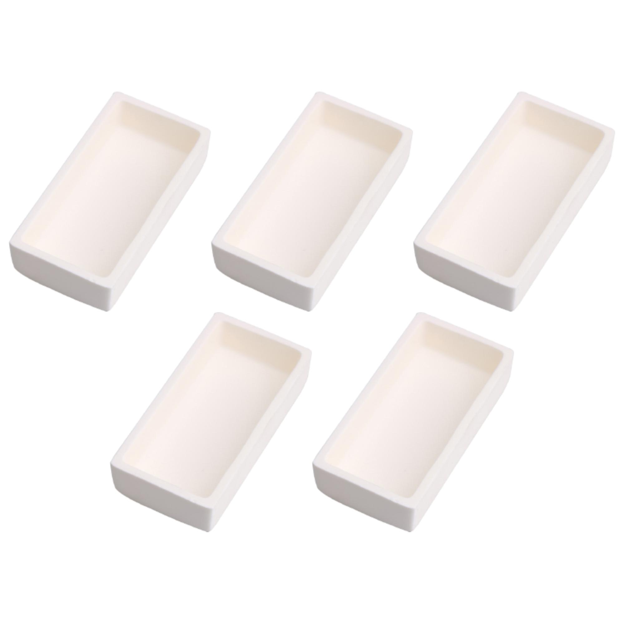 5x Rectangle Alumina Ceramic Metal Casting Tools 3.15x1.57x0.71inch 50ml