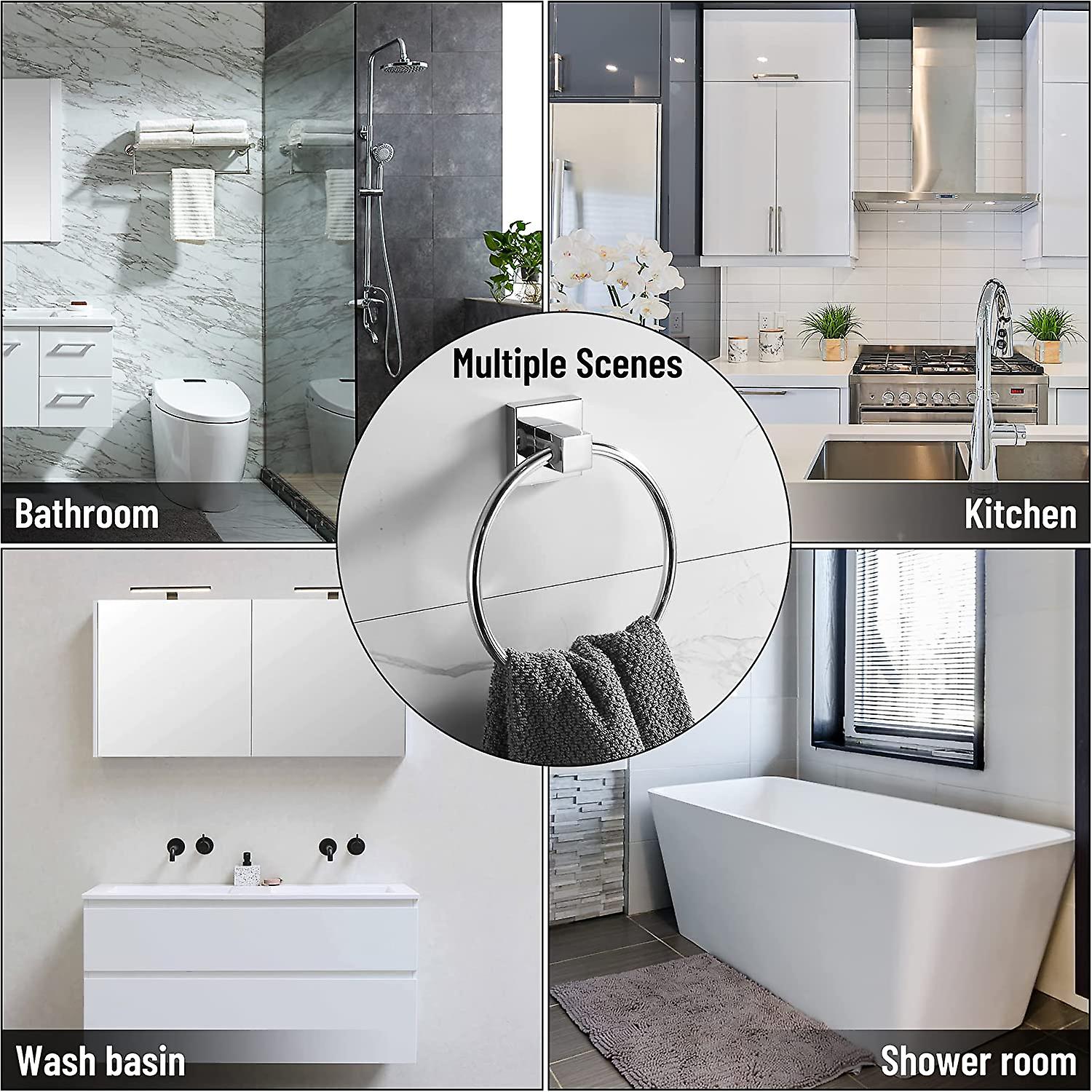 Minimalist chrome wall-mounted towel ring for bathroom