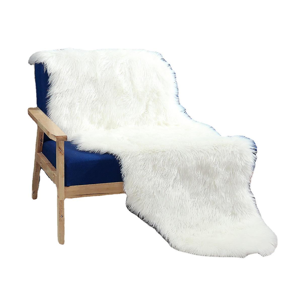 190X70cm Rectangle Sheepskin Rug - Artificial Wool, Soft For Chair, Sofa, Bedroom, Floor Carpet