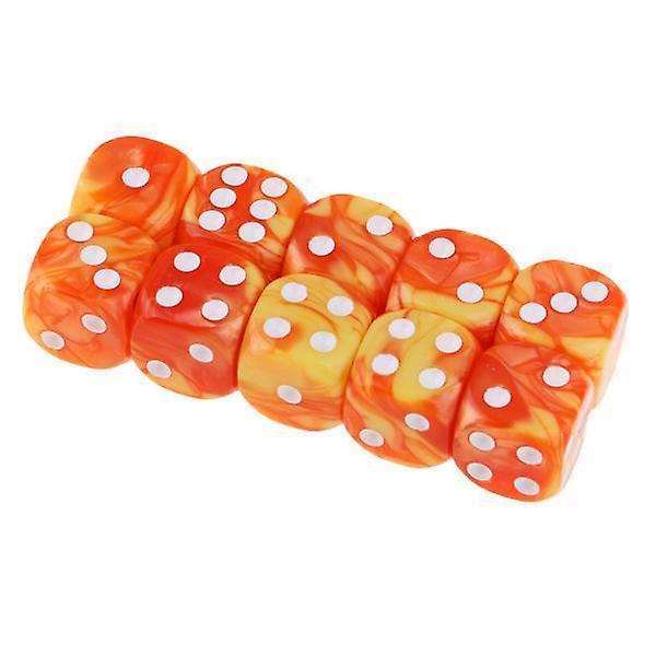2x6-sided Game Dice 16mm Dice for Board Games and Teaching Math Orange+Yellow