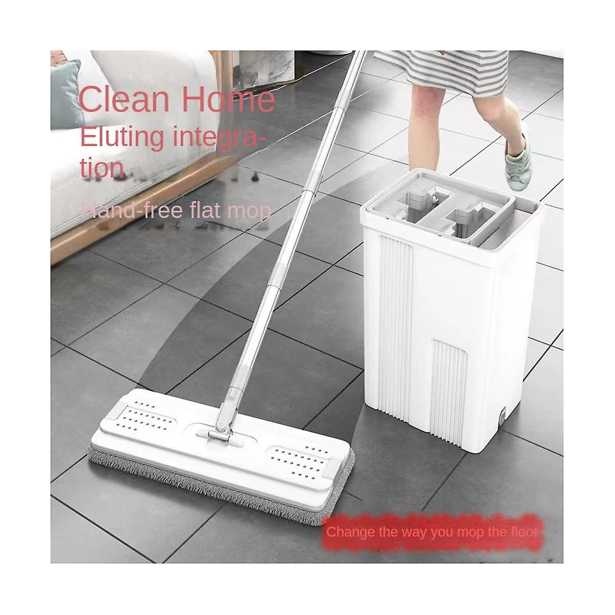 Lazy Floor Mop Flat Mop -Washing Mopping Artifact Microfiber Cloth Mop with Bucket Household Mops