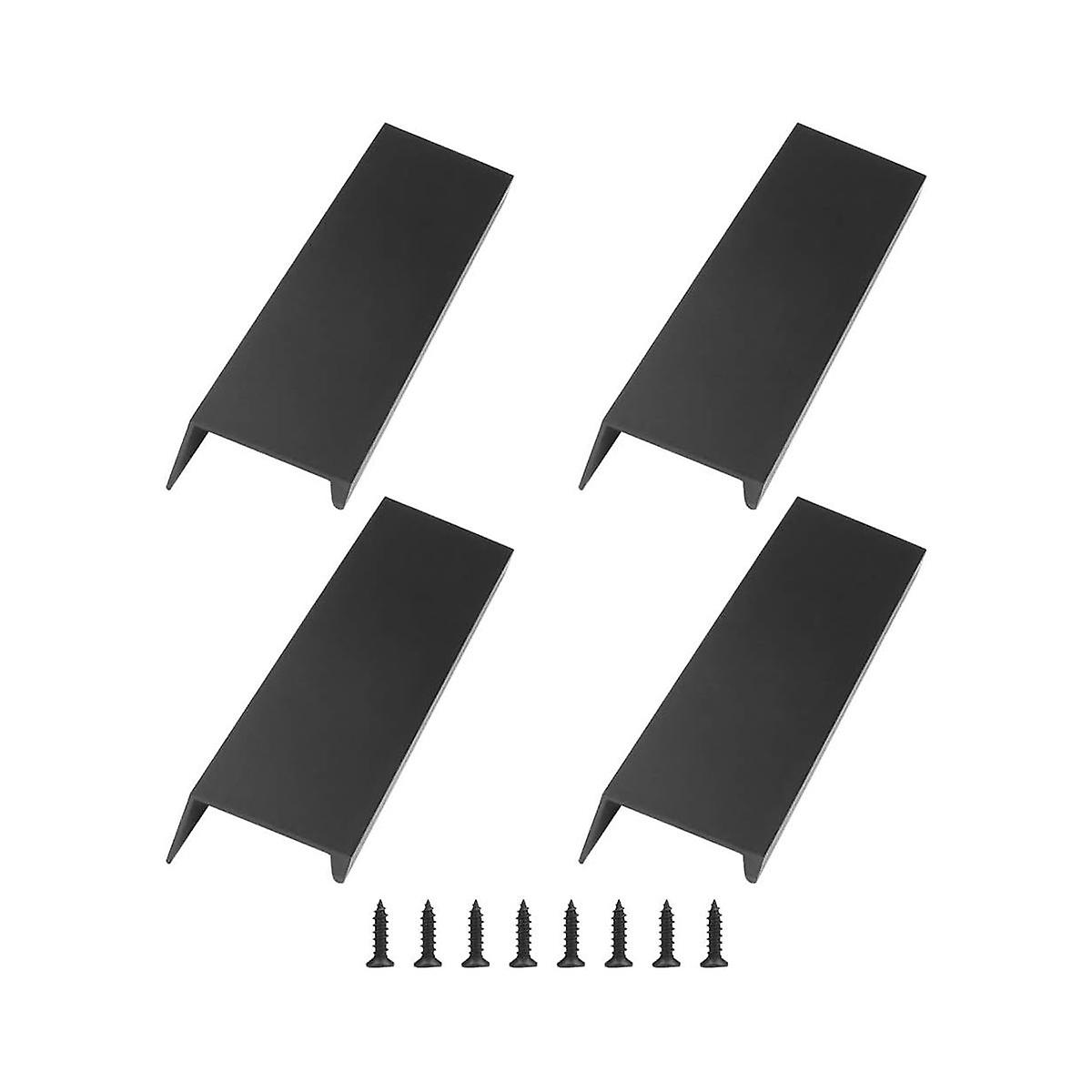 4 PCS Finger Edge Pull Silver Concealed Handle Modern Style Curved Drawer Handle Aluminum Alloy Inv