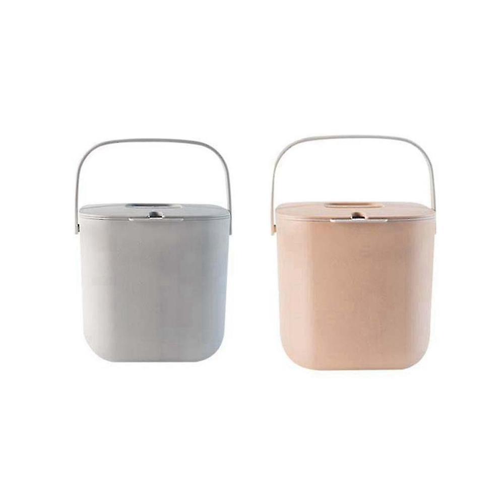 2pcs Compost Bin For Everyday Organic Waste With Lid In The Kitchen Odor Resistant Removable Liner