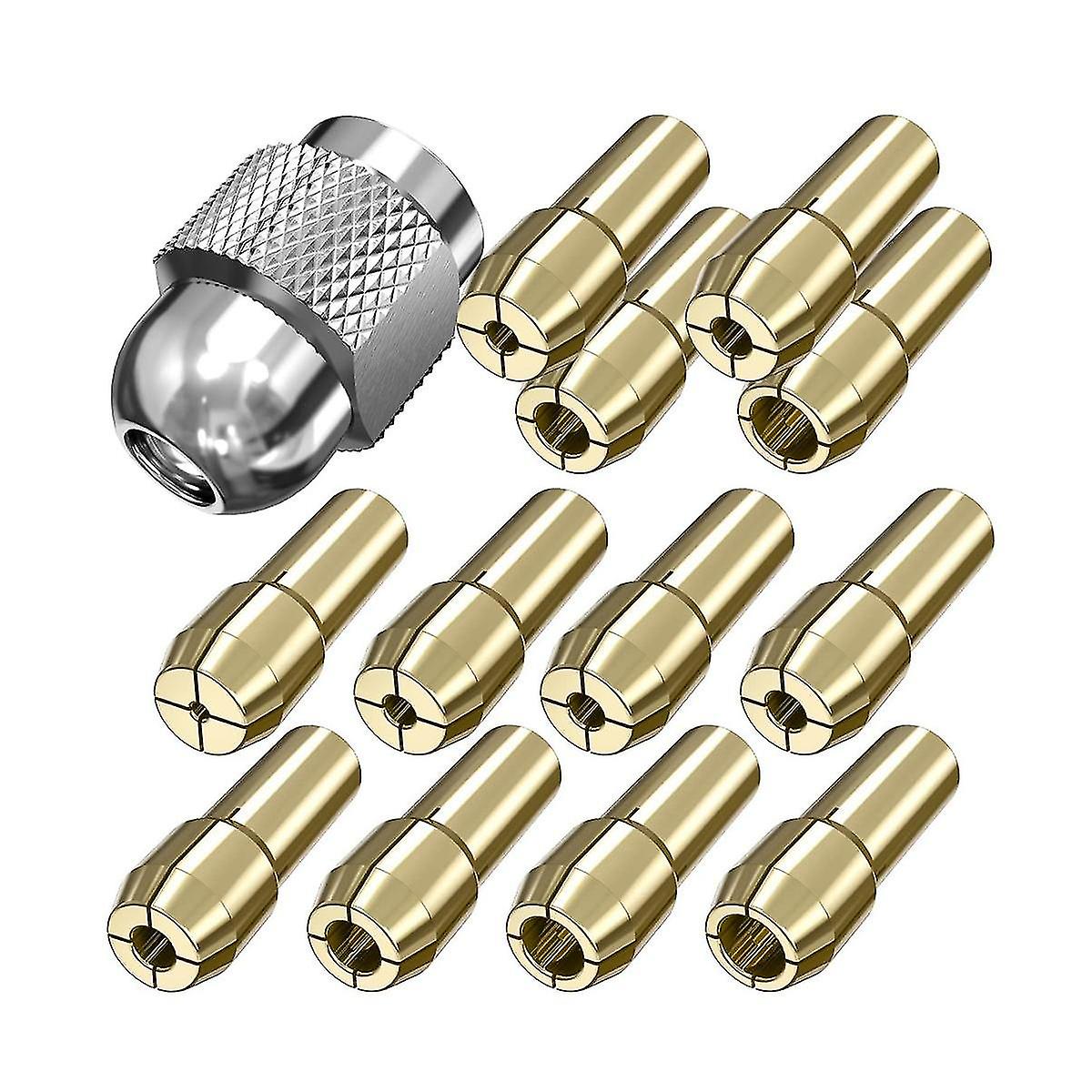Brass Drill Chucks Collet Bits,13 Pcs Collet Replacement 4485 Collet With 12 Collets And 1 Collet N