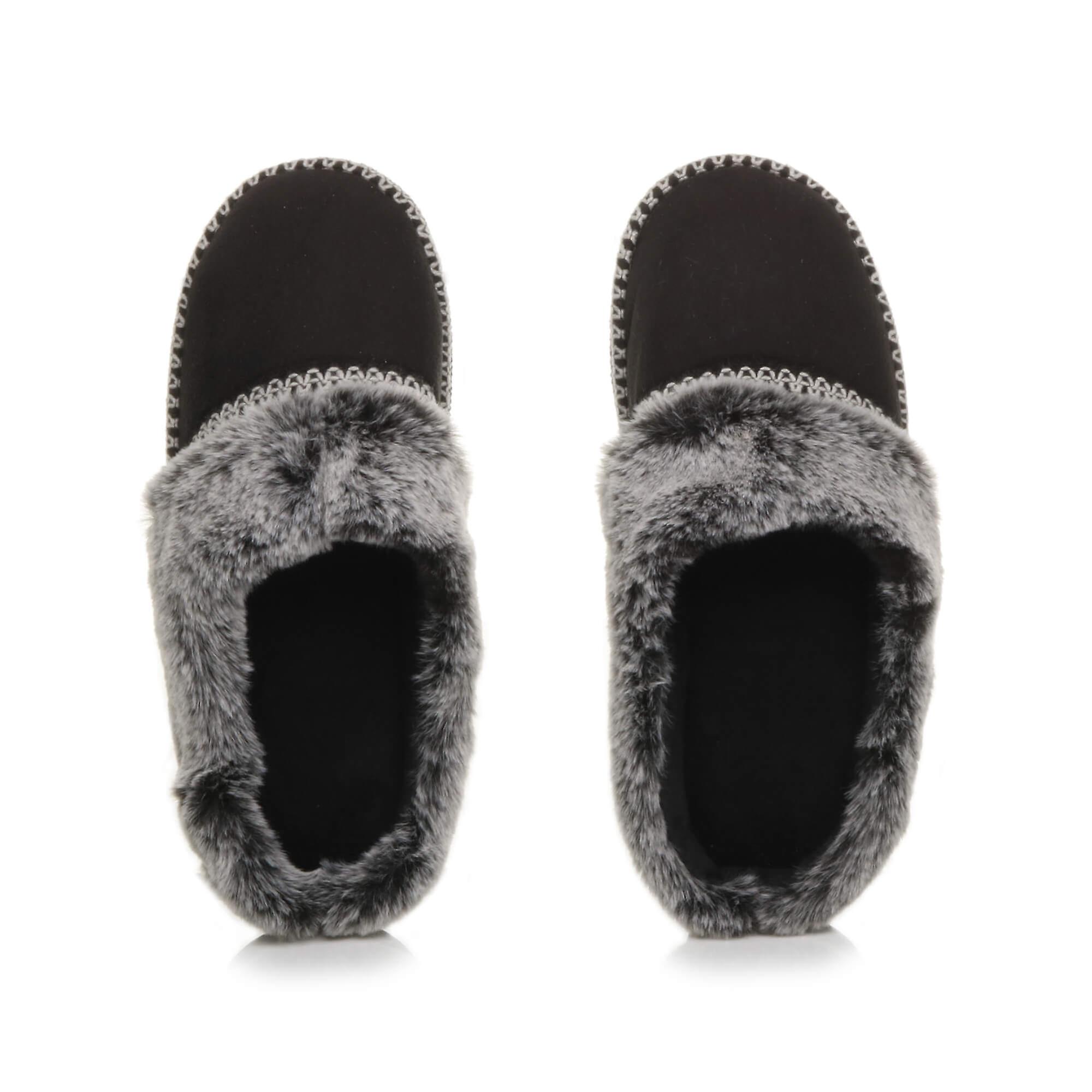 Chaussons Mules En Laine De Mouton - Taille 38, Fourrure Crème/noir, NEUF Avec Emballage