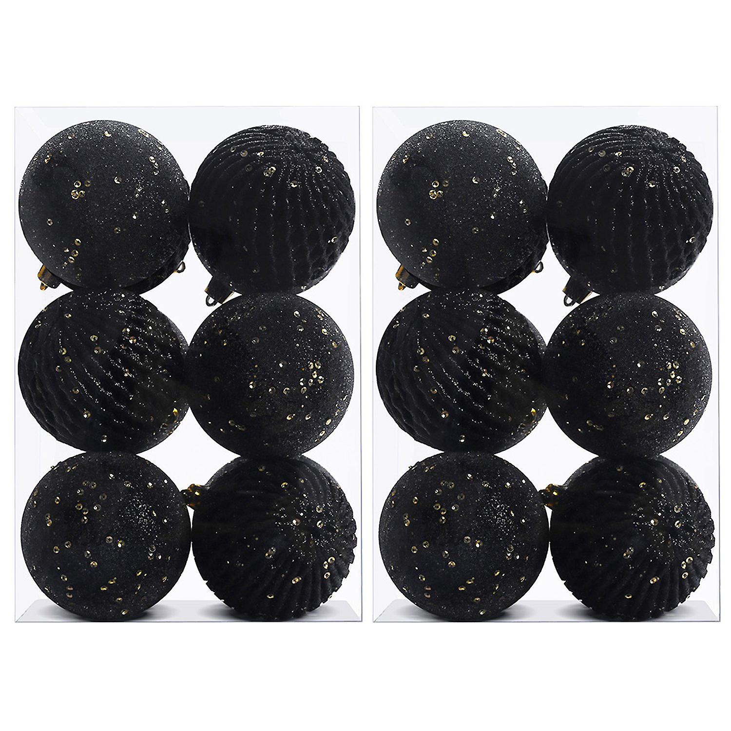 12Pcs Sparkling Sequin Christmas Balls Set with Hanging Hole Wide Application Festive Tree Hangings