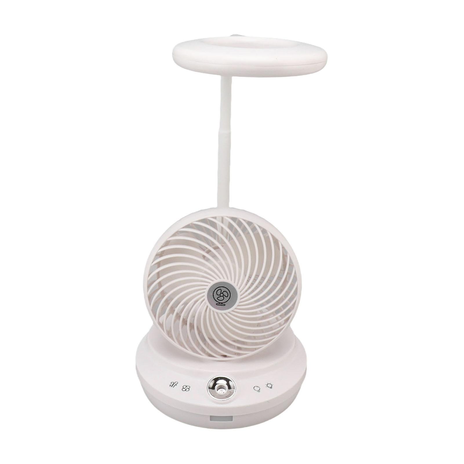 3 in 1 Desk Lamp Fan Humidifier Angle Brightness Wind Power Adjustable for Dorm Study Office Supplies White 100ml 