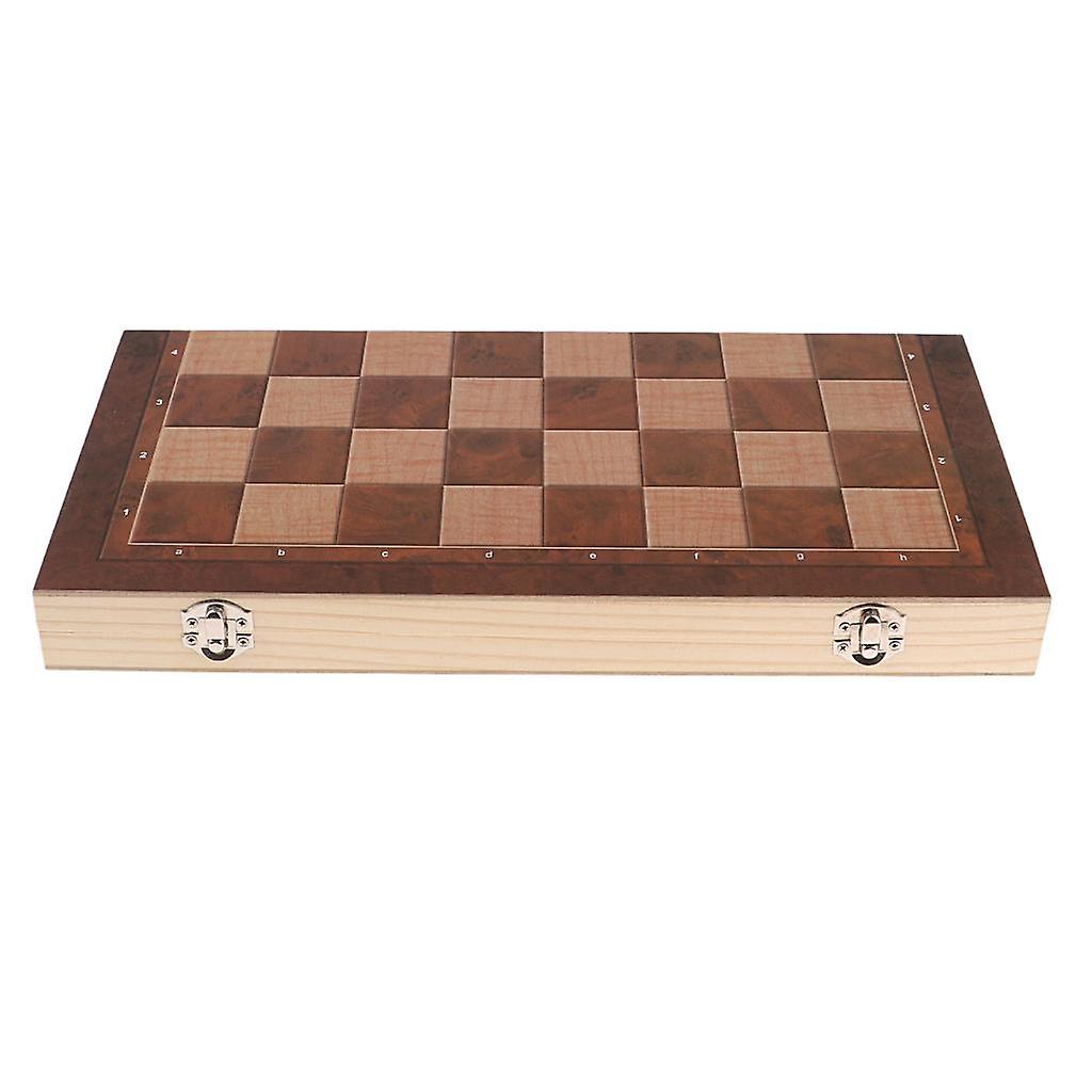 Wooden Folding 3 in 1 Chess Checkers and Backgammon Pieces Travel Game Set