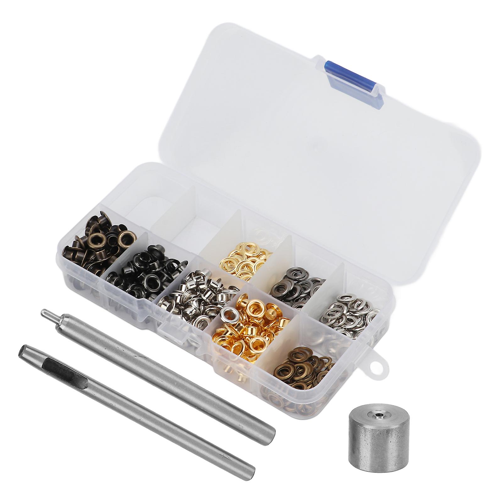 Lot de 240 œillets métalliques de 4 mm, plaqués, pratiques, petits, 4 couleurs, pour décoration, boîte à outils