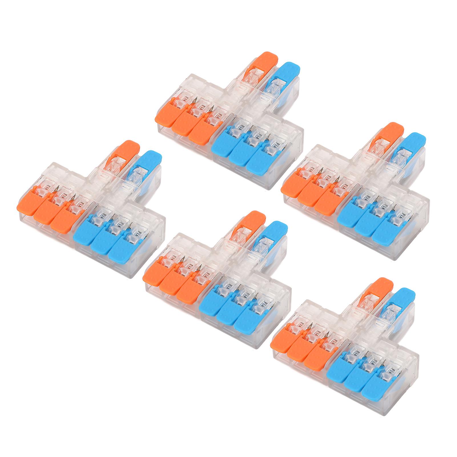 5Pcs 2 in 6 Out Wire Connector Copper Contact 0.5 to 6mm² Conductor Connector for Motor Machinery 41A 450V 