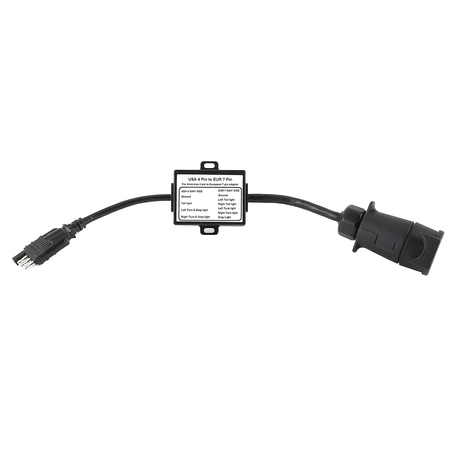 4 Pin to 7 Pin Trailer Connector Adapter USA to EUR, Light Converter for Stop Brake Signal Separation, Durable Vehicle Plug