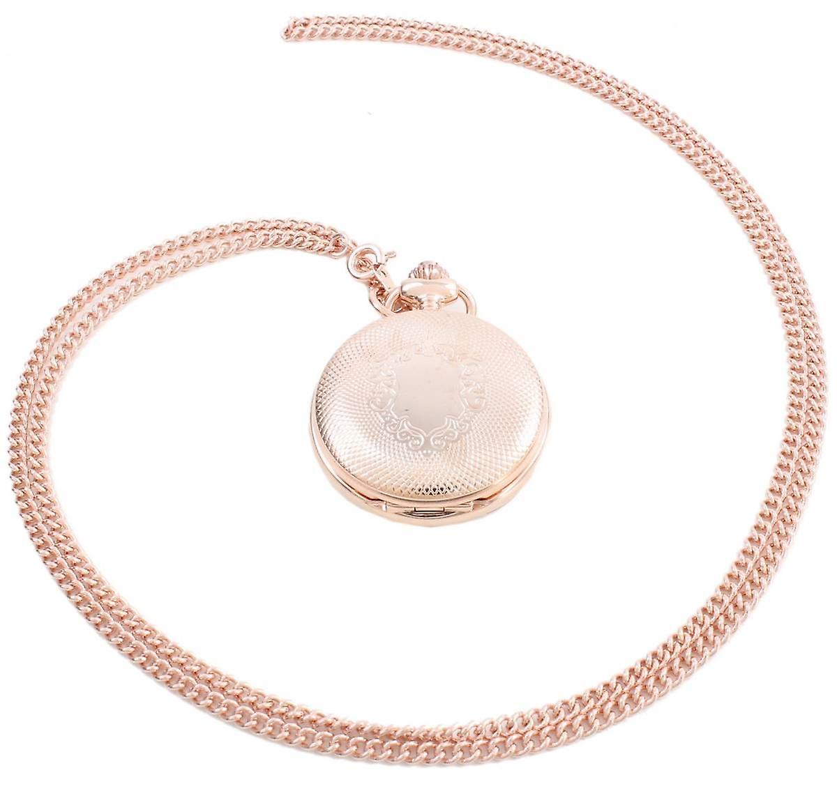 Woodford Full Hunter Engine Turned Shield Pendant Watch - Rose Gold