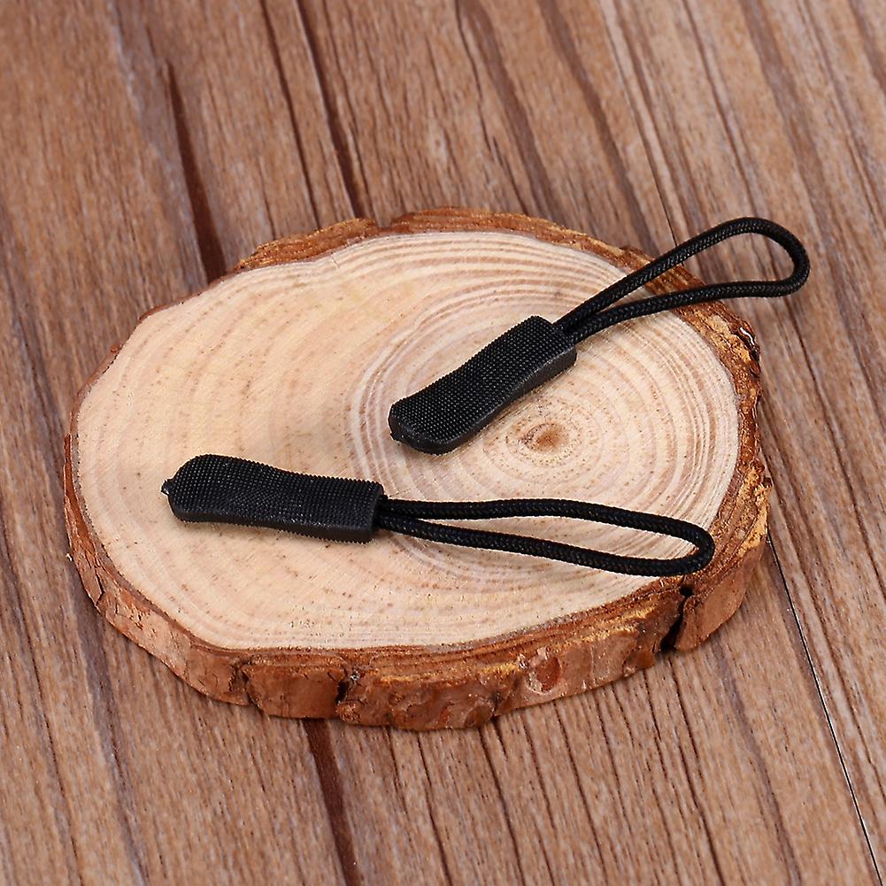 10x Black Zipper Pulls Cord Locks 66.5x9x6mm Rope Ends EDC
