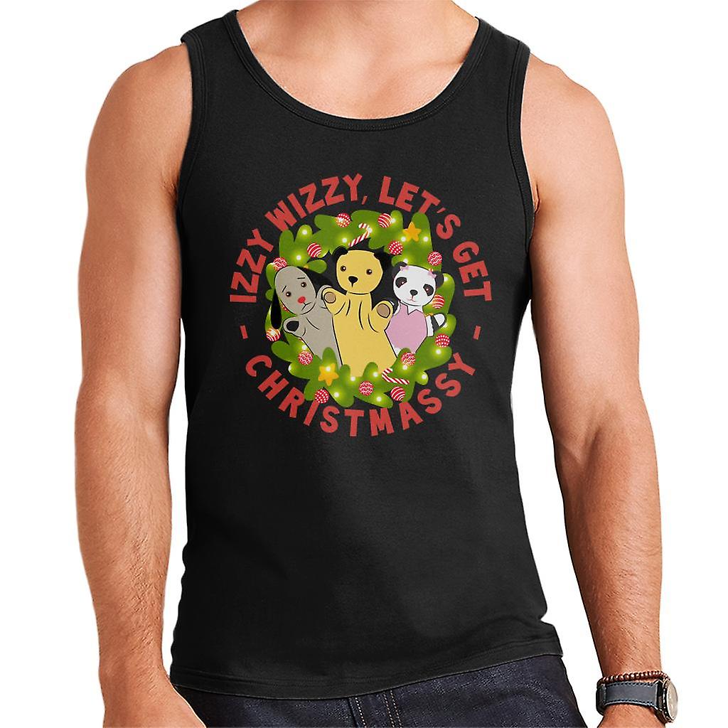 Sooty Christmas Illuminated Wreath Izzy Wizzy Lets Get Chrismassy Men's Vest