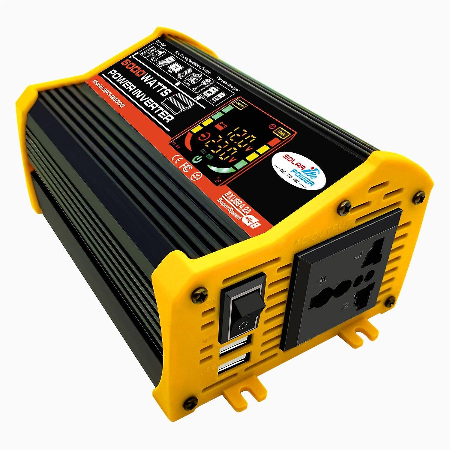 6000W 110v/220v Car Power Inverter Modified Sine Wave Inverter With Led Smart Display Power Converter Dual Usb Ports