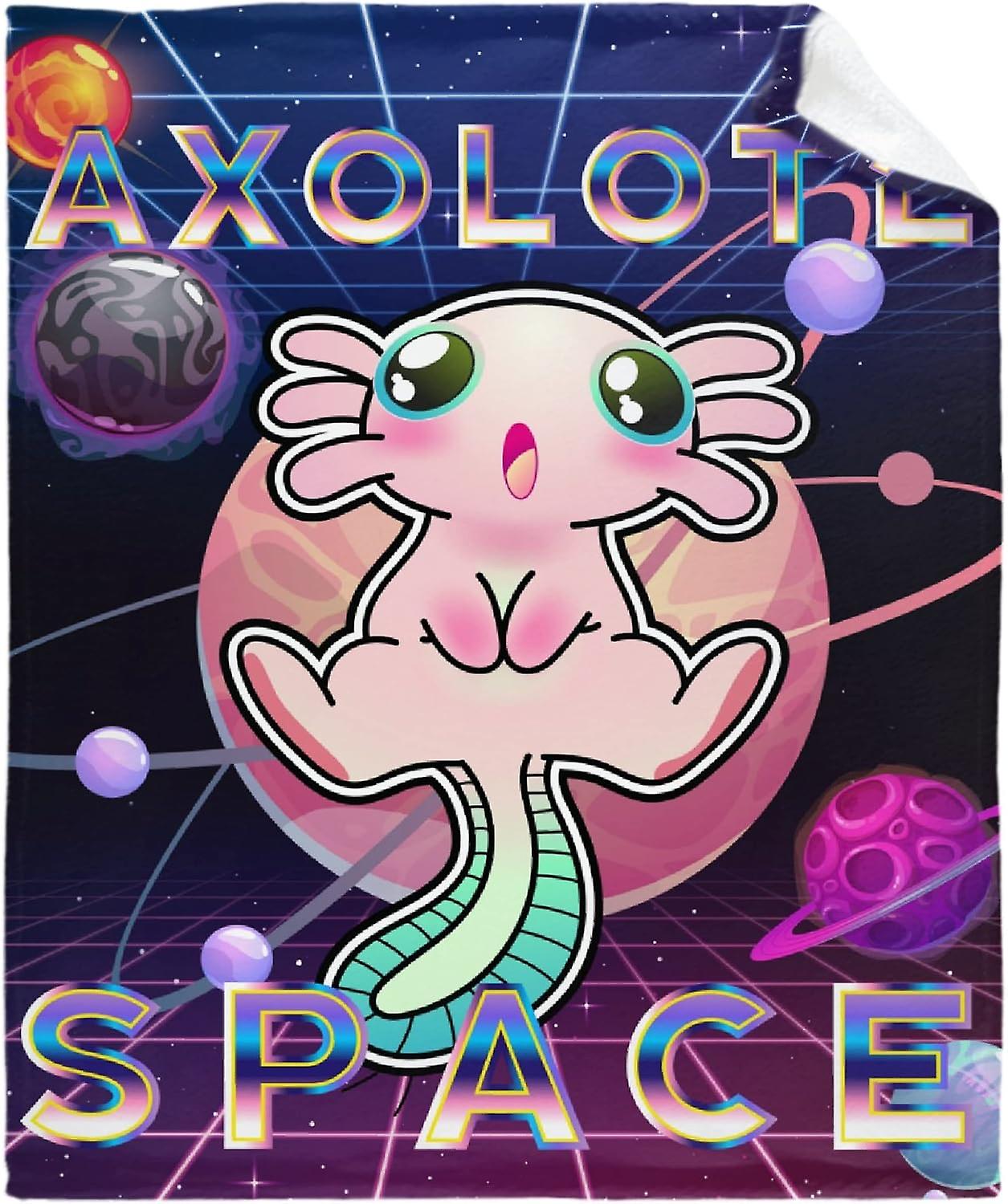 Axolotl Space Blanket Bedding Throw Super Soft Cozy Flannel Plush Blanket Size for Boy Girl Adults Couch Sofa Large for Adult