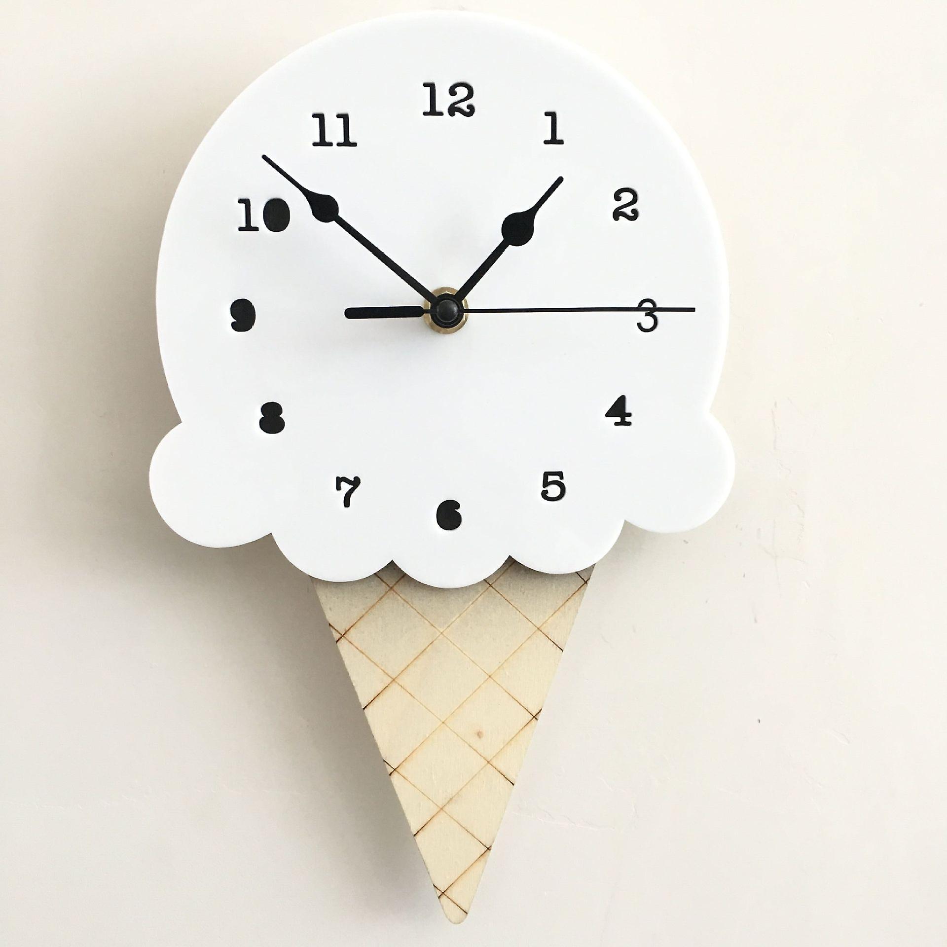 Ice Cream Sharped Wall Hanging Clock Cartoon Silent For Children