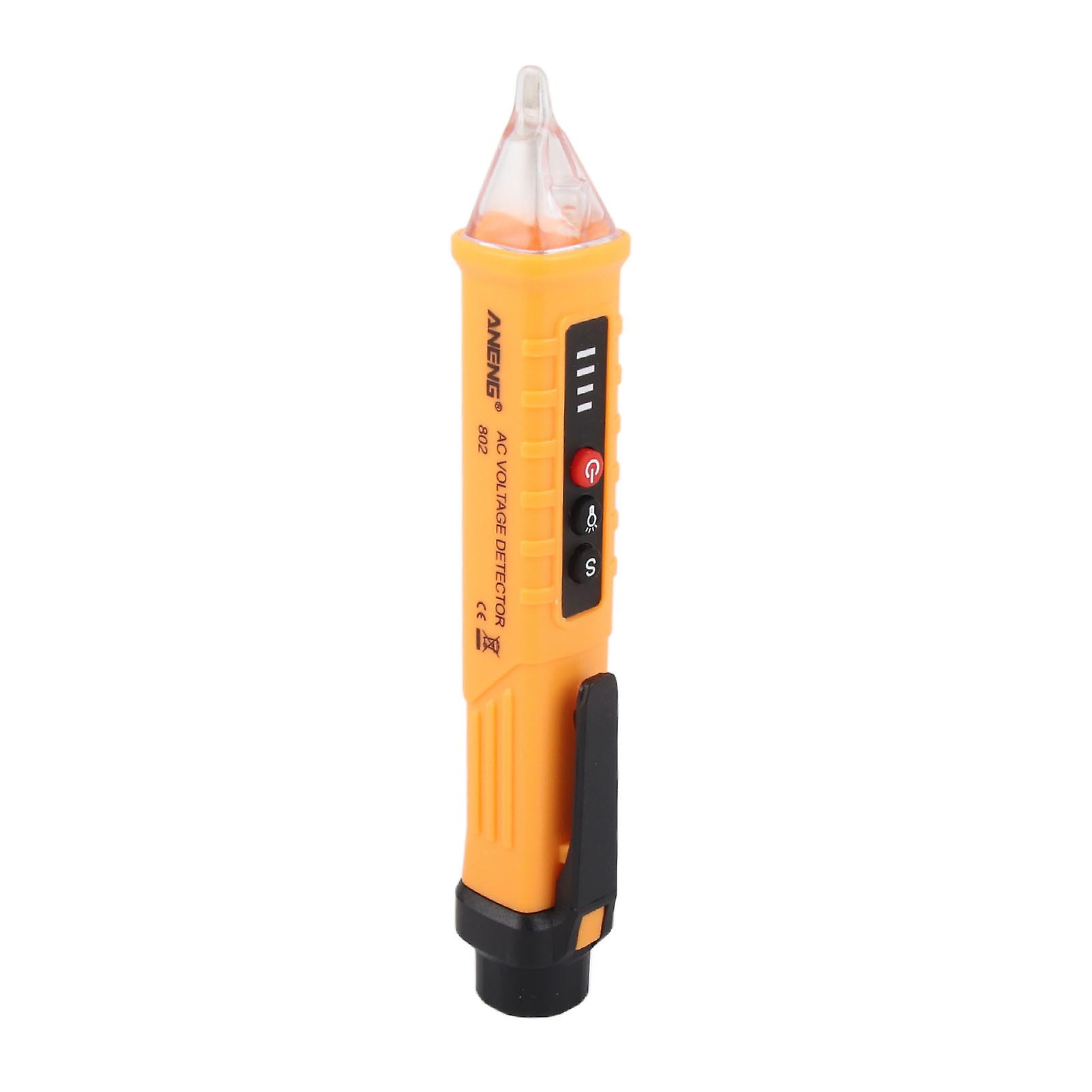 AC Voltage Detector Current Tester Household Induction Pen Electrician Intelligent Test Sound Light Alarm Yellow 