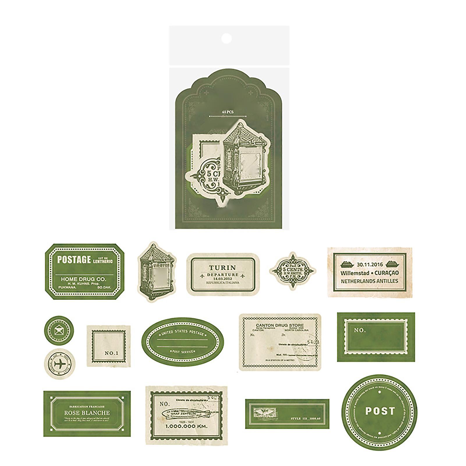 45Pcs Vintage Style Label Stickers Set Retro Labels for Handbooks Photo Albums Notebooks