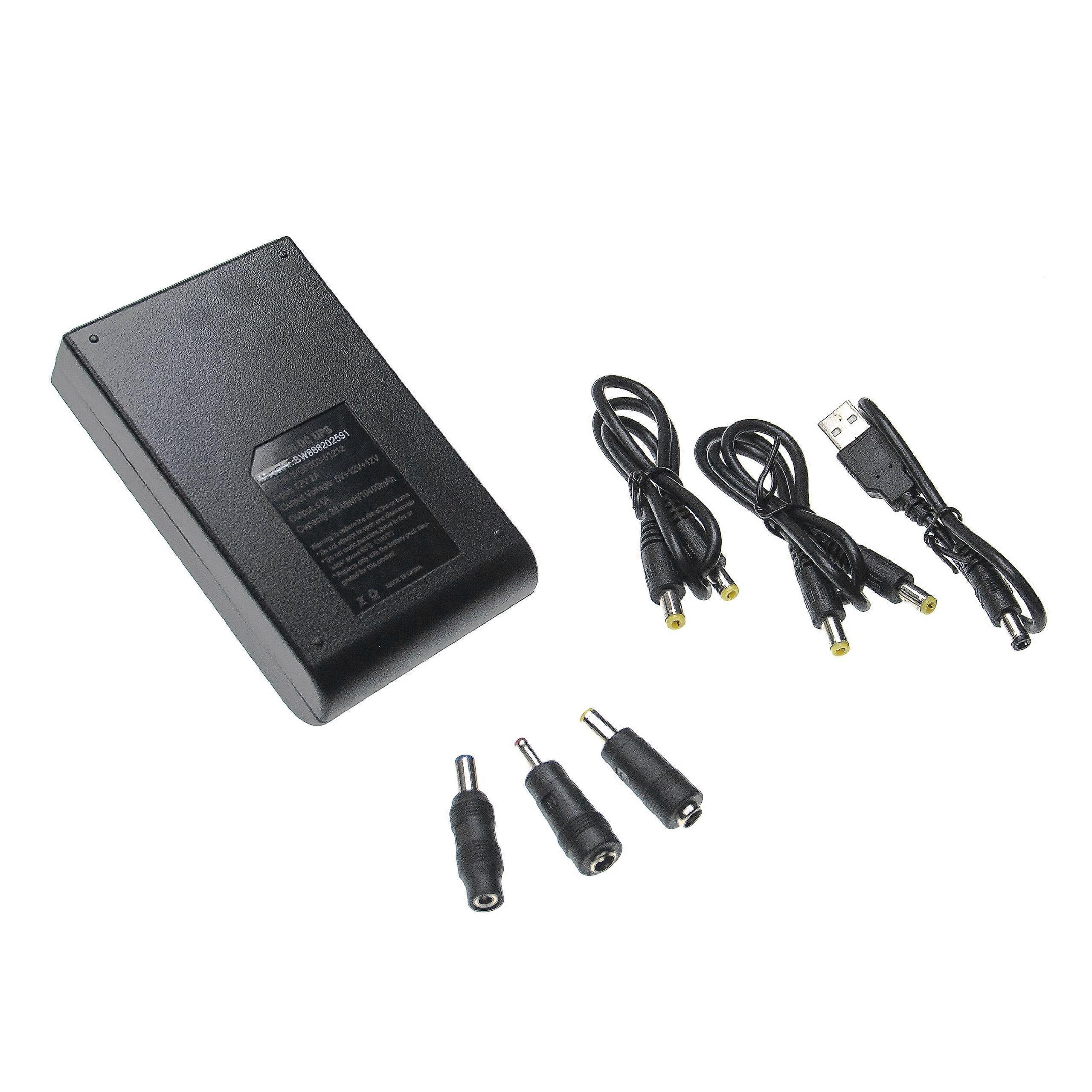 vhbw Mini USV für Router, IP-Kameras, Modem, Computer - Unterbrechungsfreie Stromversorgung USB 5 V / DC 12 V, 1,0 A