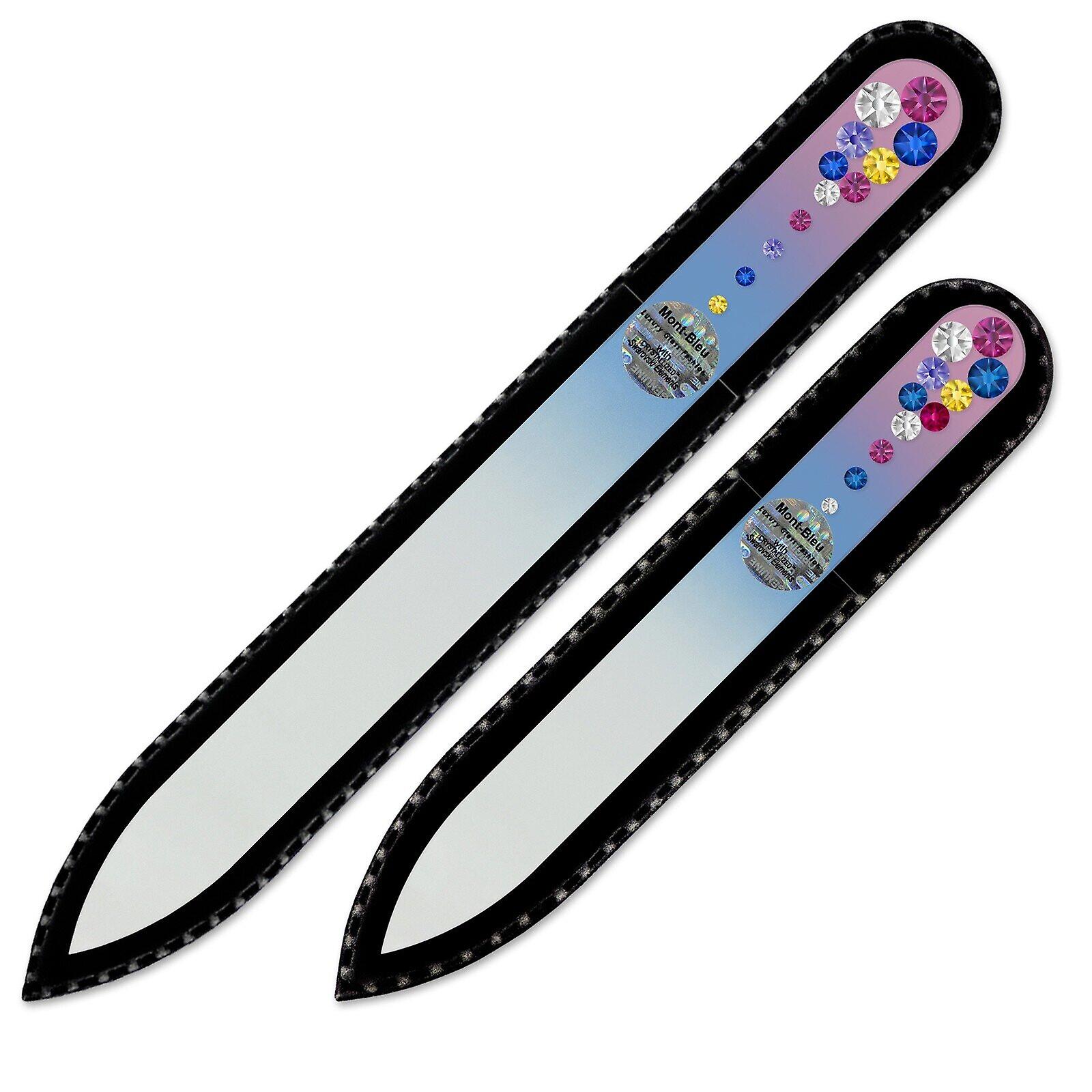 A set of 2 Marbles Glass Nail Files with Swarovski crystals MC-MS - Bubblegum