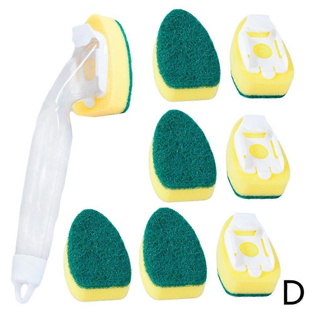 Dishwasher Sponge With Liquid Dispenser Long Handle Detachable Brush Sponge