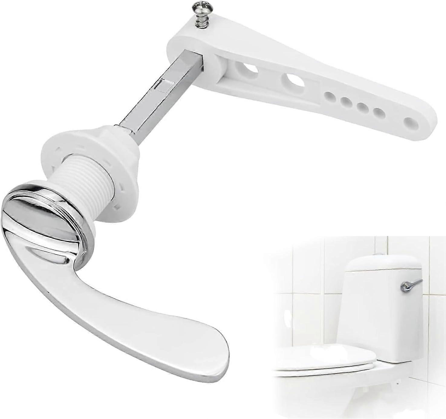 Universal Alloy Toilet Flush Handle - Elegant Chrome Finish, Easy to Install, Replacement Lever for Bathroom Tanks