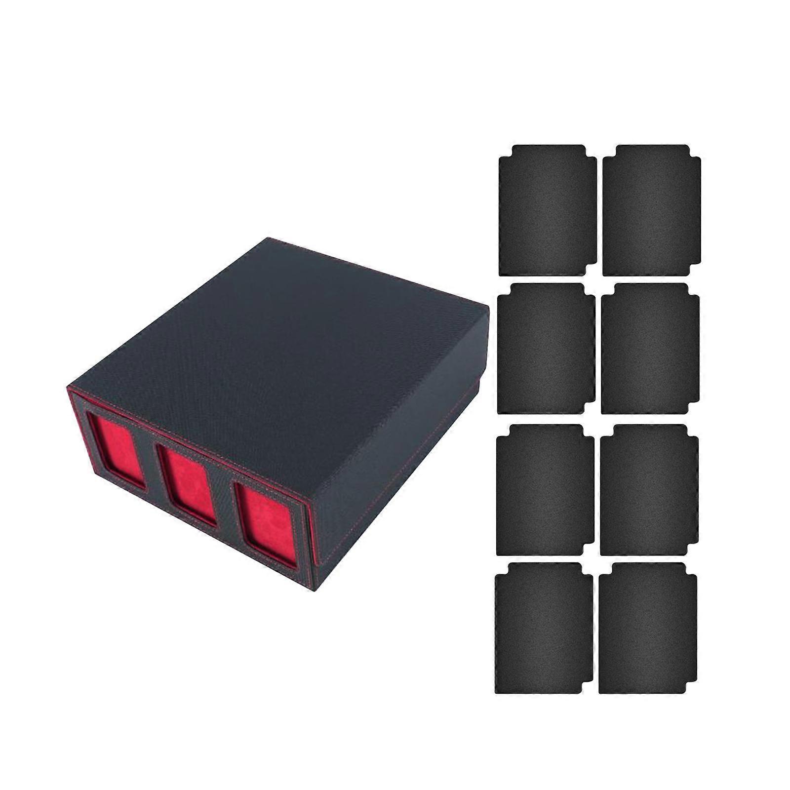 Card Deck Box with 8 Card Dividers Strong Container Sturdy Game Card Storage Black Red
