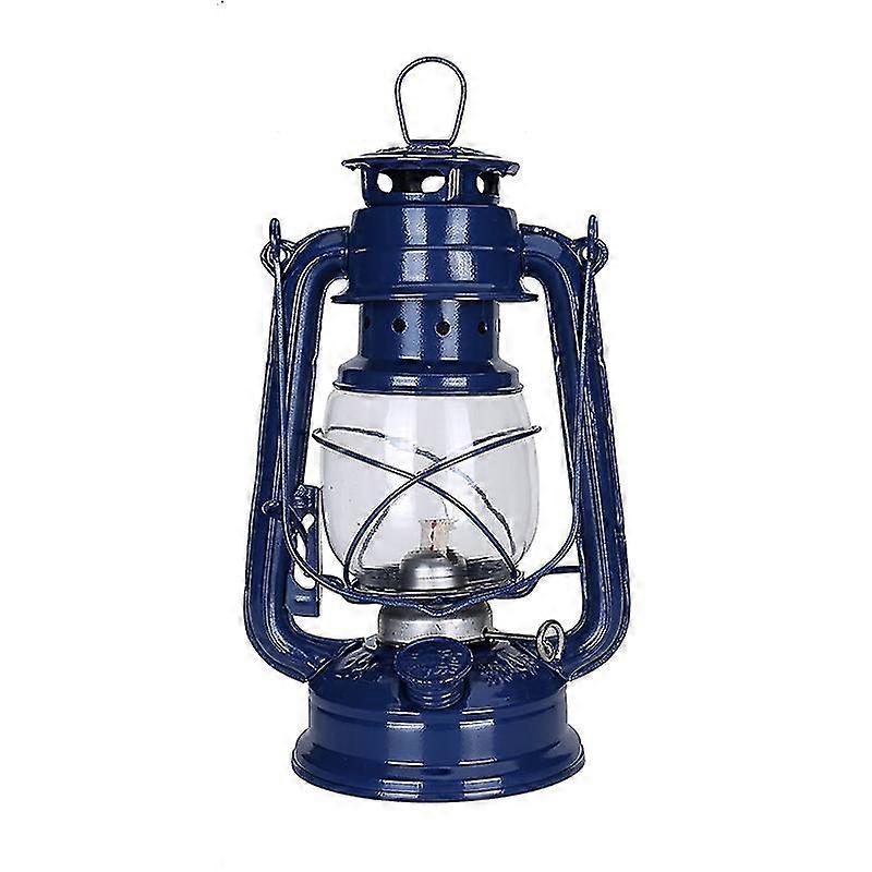 Portable Lantern Vintage Kerosene Lantern, 25cm Portable Classic Kerosene Lamp, Retro Kerosene Kerosene Lamp, Outdoor Camping Lights Blue