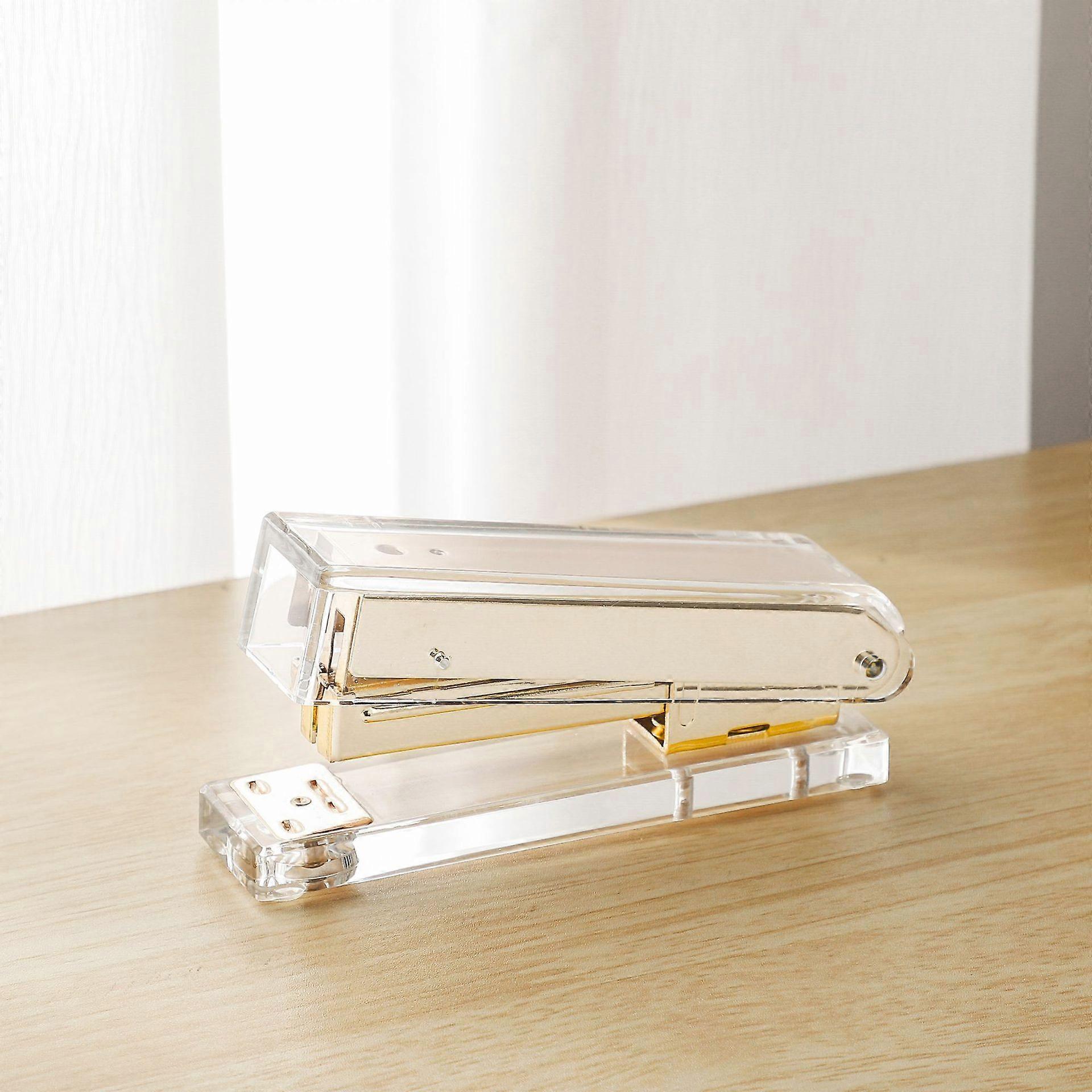 Transparent Stapler Kit with Gold Metal 13*3.5*6.5cm