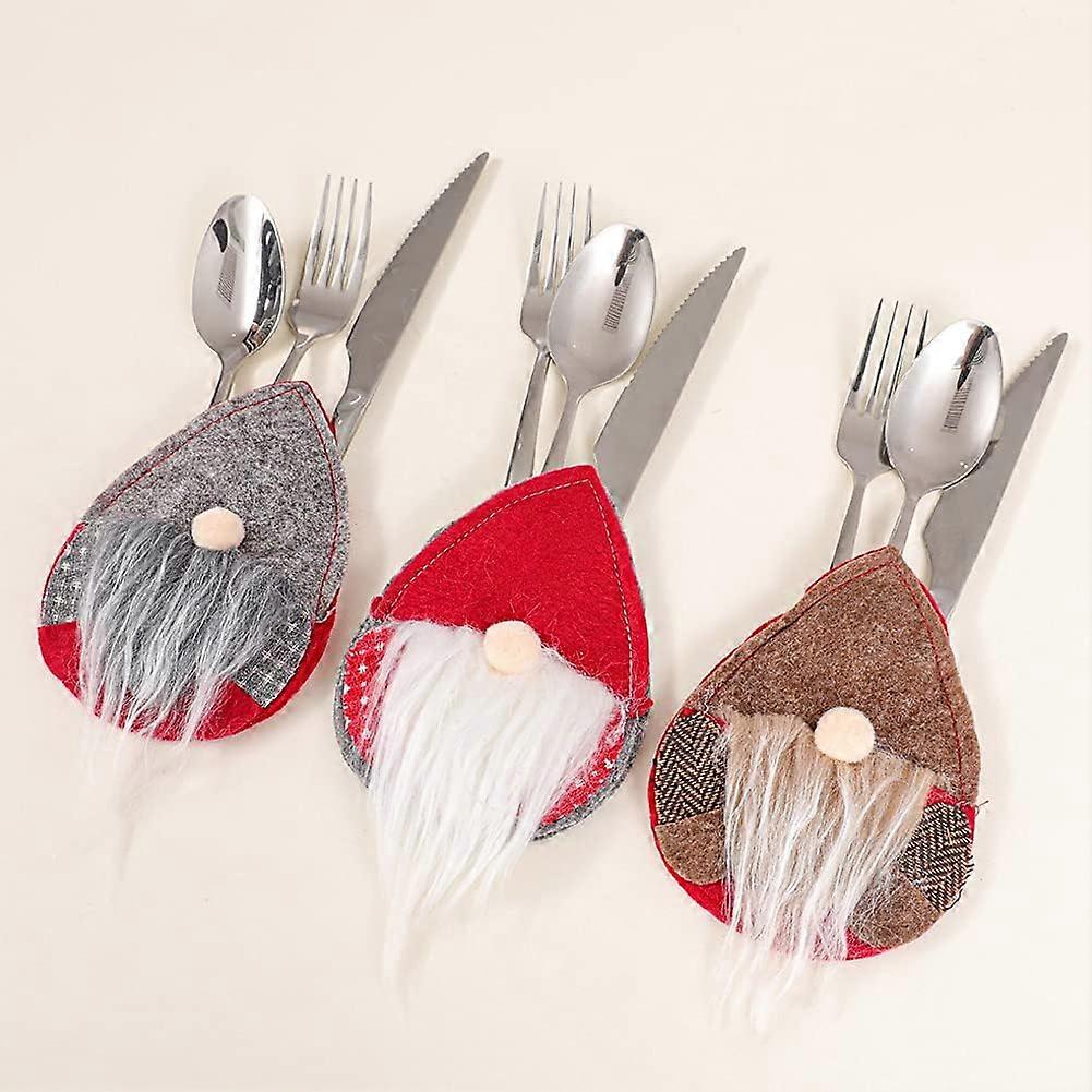 Christmas Tableware Bag, Santa's Locksmith Basket Egg Shape Decoration Tableware Knife Set Fork Table Decoration