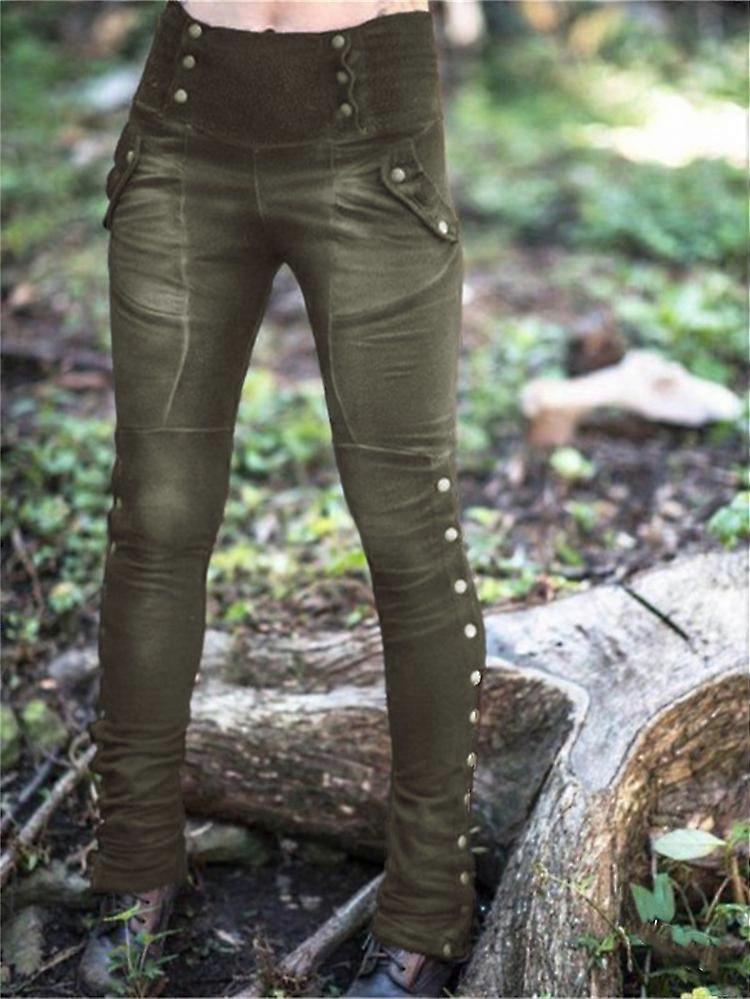 Vrouwen S Bell-bottoms Retro Leg Bandage Kostuum Broek Middeleeuwse Renaissance Polyester Halloween Middeleeuwen Vrouwelijke Cosplay Broek