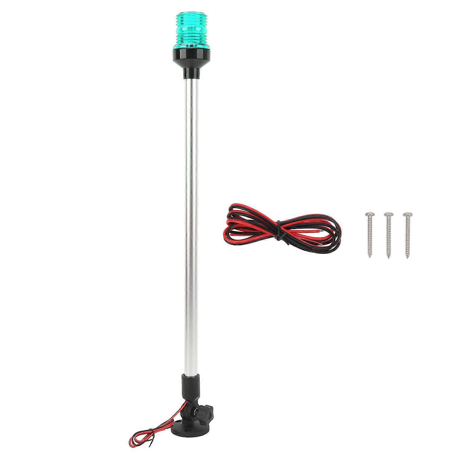 22in LED Fold Down Boat Stern Light 360 Degree All Round Navigation Anchor Light with Aluminum Alloy Base for Yacht Ships Green
