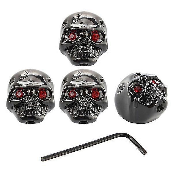 4pcs Metal Skull Head Tone Volume Control Knobs With Wrench For Electric Guitar