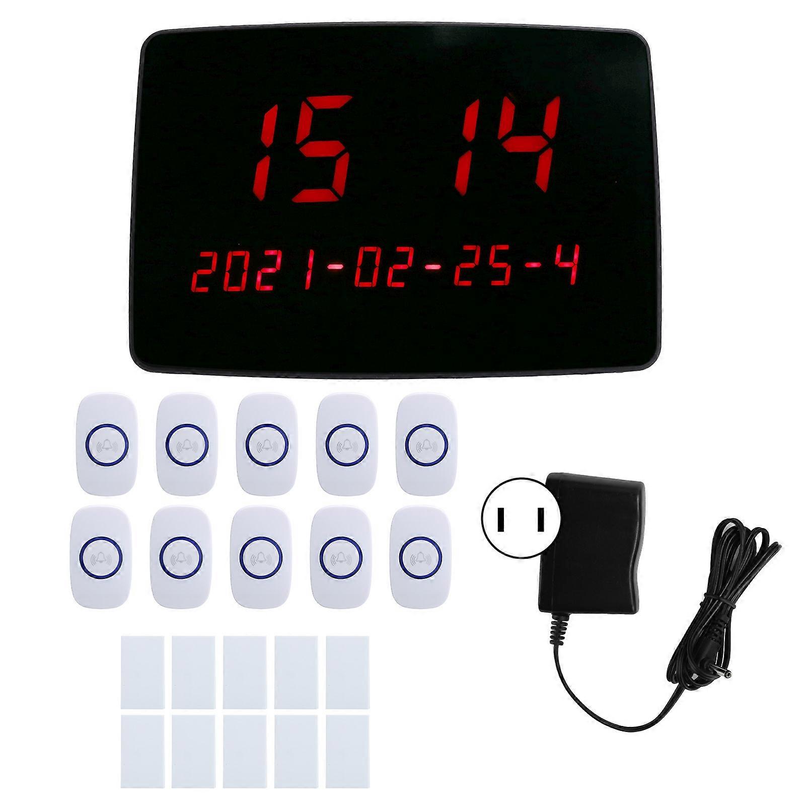 1 to 10 Wireless Pager Call Button Receiver System Hotel HandHeld Paging Tool 110240V(US Plug )