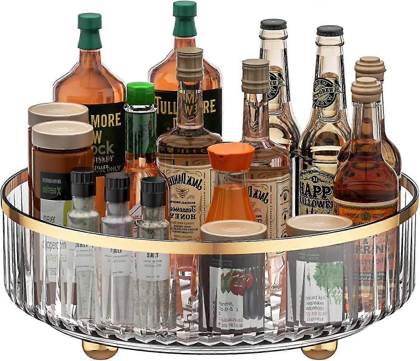 Clear Lazy Susan Pantry Organizers And Storage, 11" Turntable Organizer, 360 Rotating Storage Rack For Kitchen, Pantry, Fridge, Vanity -CHN