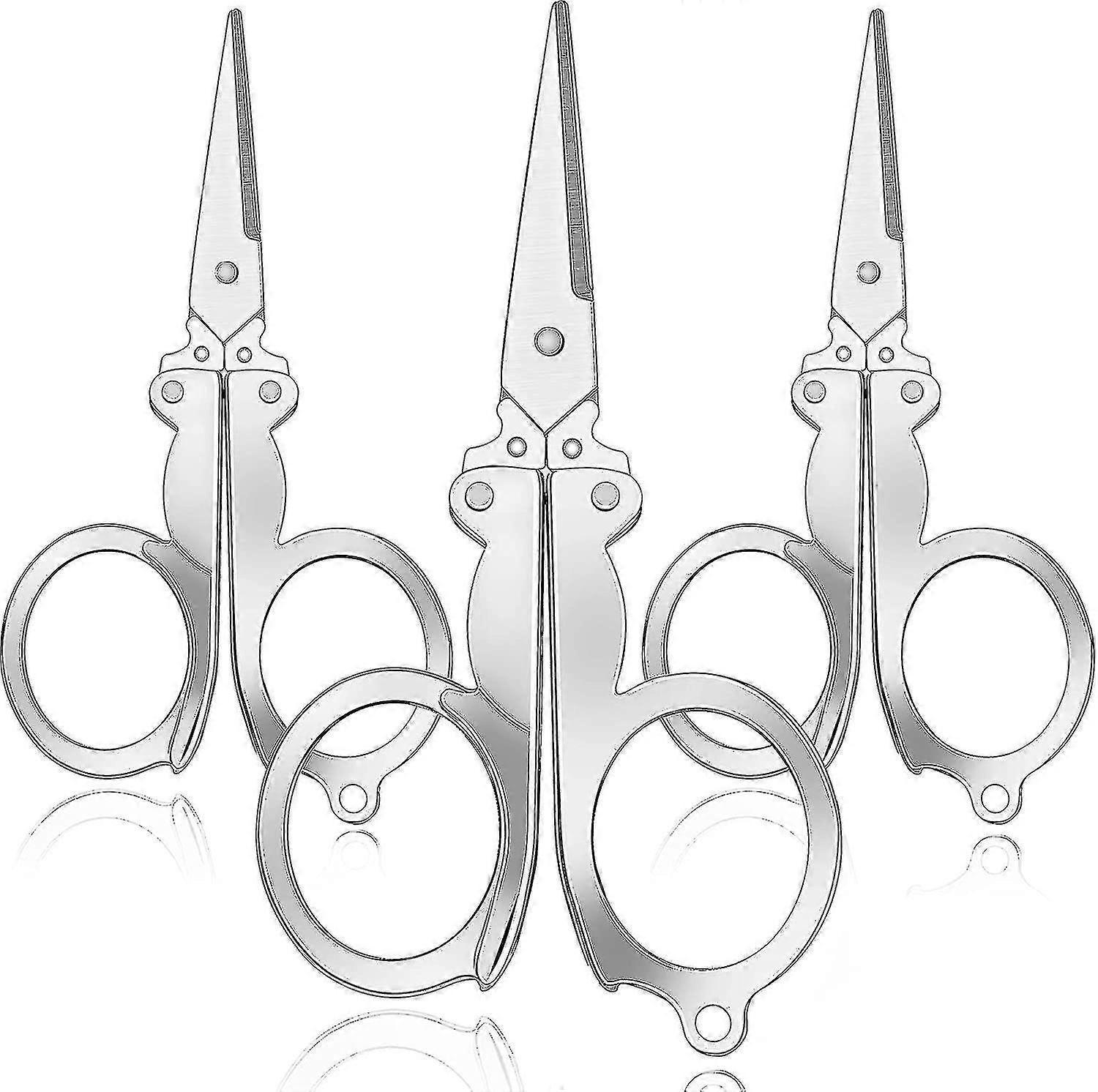 3 Pieces Folding Scissors Portable Stainless Steel Scissors Small Folding Scissors Portable Travel Scissors Mini Folding Scissors For Home Travel, Sil